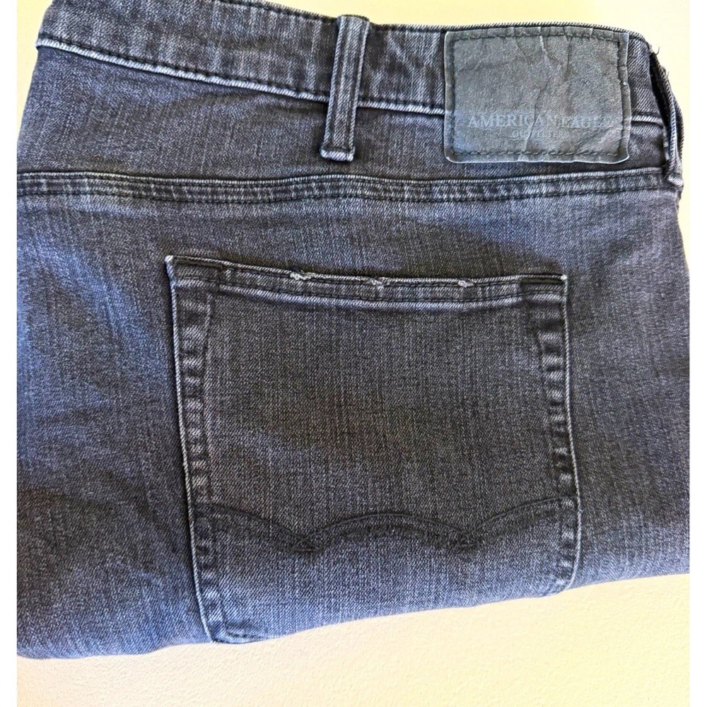 American Eagle Outfitters Mens Gray Slim Fit Mid Rise Stretch Denim Jeans 44x32